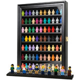 OCEYVI Minifigure Display Case Wall Mounted Lockable Cabinet with UV Door, Adjustable Shelves & Anti-Slip Strips – for Building Block Toys, Model Cars, Action Figures, Coins, Medals, Black
