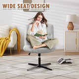 VECELO Modern Armless Criss Cross Chair No Wheels with Comfy Wide Fabric Padded Seat & Back