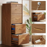 Locked File Cabinet with Key, Tall Wooden Filing Cabinets for Home Office, Vertical Office Storage for Legal Size/Letter