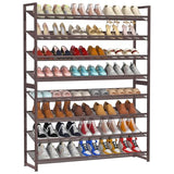 NEYCIL Large Shoe Rack 8 Tier Shoe Organizer, Heavy Duty Metal 4-Tier Stackable Shoe Storage Vertical Shoe Rack for Closet Front Door Entrance, Up to 50 Pairs, 44.8" W x 11.4" D x 56.7" H, Bronze