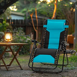 MAISON ARTS Oversized Zero Gravity Chairs Set of 2, Folding Padded Recliner Anti Gravity Lounge Chair with 28" Wide Seat and Cup Holder, Support 400lbs, Aqua