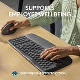 Logitech Wave Keys for Business, Wireless Ergonomic Keyboard with Cushioned Palm Rest