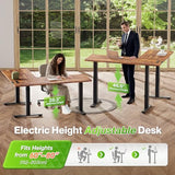 L Shaped Standing Desk with Power Outlets, 63 x 55 Inch Height Adjustable Computer Desk for Bedroom