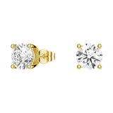 MSBLUE® Yellow 2ct DEW Round Brilliant 4-Prong Solitaire Stud Earrings for Women