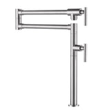 Pot Filler Faucet for Kitchen Sink, Deck Mount Pot Faucets Over Stove, Solid Brass Folding Pot Filler, Brushed Nickel Kitchen Faucet with Double Joint Swing Arms