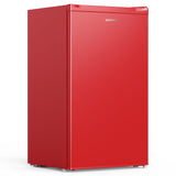 Upstreman 3.2 Cu.Ft Mini Fridge with Freezer, Single Door, Dorm Fridge, Adjustable Thermostat, Refrigerator for Dorm, Office, Bedroom, Red-BR321