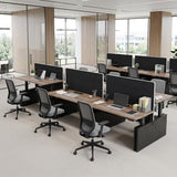 SAINTCY Two-Person Standing Office Desk with Built-in USB Outlet, Double Adjustable Computer Cubicle Desk, Staff Workstation with Privacy Panel