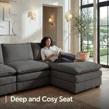 HONBAY 127.2 Inch Corduroy Cloud Modular Sectional Sofa with Chaise