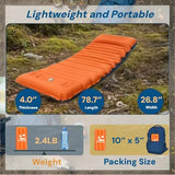 VALEHOWL 4 Inch Thick Camping Sleeping Pad with Internal Straps - R Value 4.0 for 4 Seasons, Durable & 100% Waterproof Outdoor Air Mattress, Lightweight Sleeping Mat for Hiking, Backpacking, Travel