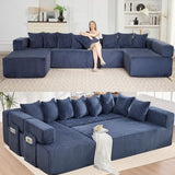 Oversized Cloud Boneless Couch with Chaise, 146" Modern U Shape Modular Deep Seat Sectional Sofa