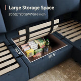HONBAY Velvet Oversized Modular Sectional Sofa with Storage,Dark Blue