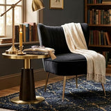 Velvet Accent Chair Set of 2 Comfy Living Room Chair Armless Slipper Chair Mid Century Side Single Sofa