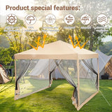 10x10ft Pop-Up Canopy, Outdoor Screen Tent with Mesh Mosquito Netting Sidewalls, Waterproof & UV-Block Shade Shelter for Camping, Picnic, Deck & Backyard Events