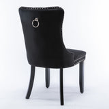 MOOLSUN Velvet Dining Chairs Set of 6, High Back Side Chairs, Modern Padded High-End Tufted Upholstered Chairs with Button-Tufted Back & Rear Pull Tabs, Solid Wood Legs E-Black(Solid Wood Legs)