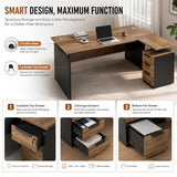 SAINTCY 63" Modern L Shaped Executive Desk with Lockable Drawer
