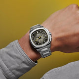 MIDO Multifort TV Chronograph - Swiss Automatic Watch for Men - Blue Dial- 41.2 x 42mm Stainless Steel Case and Bracelet with Additional Blue Fabric Strap - M0495271108100