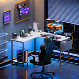 DUMOS L Shaped Desk Computer Gaming Corner Table 50 Inch Home Office Writing Student Work PC Workstation with Side Storage Bag