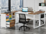Tribesigns 2-Drawer Wood File Cabinet, Mobile Lateral Filing Cabinet for Hanging Letter Size Files (Oak Karo & White)