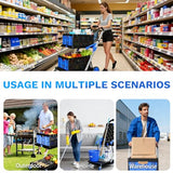 Collapsible Shopping Cart with Wheels, 2 Storage Crates & 1 Storage Bag, 200 lbs Capacity Multi Use Functional Grocery Cart