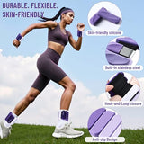 INDEPANDIA Wrist & Ankle Weights for Women and Men, 2lbs Pair Adjustable Silicone Weighted Bangles for Arm & Leg Workouts, Gradient Purple