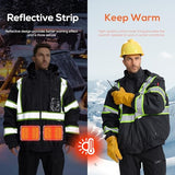 SRsafety Safety Heated Jacket,Waterproof Safety Jacket for Men with Pockets, Reflective High Visibility Safety Heated Jackets