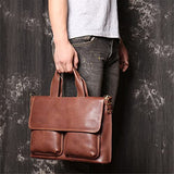 Retro Men's Portable Briefcase Horizontal Shoulder Messenger Bag Large Capacity Computer
