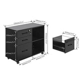 Panana 3 Drawer Office File Cabinets, Mobile Lateral Printer Stand with Open Storage Shelf, Rolling Filing Cabinet (Black)