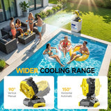 Portable Misting Fan with 25L Bucket, 30000mAh Rechargeable Battery Powered Floor Cooling Fan with 4 Strong Winds & 4 Spray Mister, Outdoor Oscillation Fans for Camping/Patios/Beach/Worksite (Yellow)