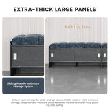 Modern Blue Upholstered Waiting Room Bench with Storage, Elegant Office Bench
