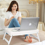 Lap Desks Bed Table White Breakfast Tray with Folding Legs Kitchen Serving Tray for Notebook Computer Bed