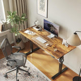 Agilestic Electric Standing Desk, 55 x 24 Inches Height Adjustable Desk, Sit Stand up for Work Office Home