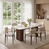 Honyee Sintered Stone Dining Table for 6 to 8, 78.7 Inch Large Rectangular Table with Marble-Look Top