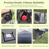 Large Luxury Inflatable Camping Tent, Technology Cotton Canvas Tent for 4-6-8-10-12 People | Breathable and Waterproof Tent with Skylight and Stove Jack, Suitable for Family Camping of 12 ㎡
