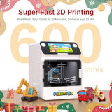 PrintyGo Mini 3D Printer for Kids, 600mm/s Auto Leveling Printer for Beginners with 5" Touch Screen, 1500+ Models