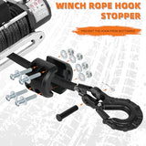 Aomifunny Synthetic Winch Rope,1/4" x 50 ft 10000Lbs Winch Rope Line, Synthetic Winch Cable with Protective Sleeve+Winch Hook for Offroad Vehicle ATV UTV SUV (Black)