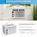 Garvee 5000 BTU Window Air Conditioner, Small Window AC Unit with Fan Function, Reusable Filter and Easy-to-Use Mechanical Controls for Apartment, Living Room, Bedroom, Rooms Up to 150 Sq. ft, White