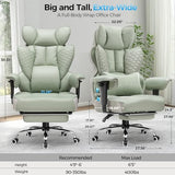 COMHOMA Big and Tall Office Chair Wide Ergonomic Gaming Chair with Deluxe Embossing Designed Leather with Foot Rest,150°Reclining Adjustable Armrests Pocket Spring Back Support and Pillow