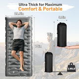 KASBAH Camping Sleeping Pad,Extra Wide 6 inch Thick Inflatable Sleeping Pads with Built-in Foot Pump and Pillow,Ultralight Camping Mat Gear for Outdoor Hiking,Camping