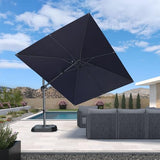 PURPLE LEAF 9' X 12' Left-right Tilt Patio Umbrella Outdoor Cantilever Swivel Rectangle Umbrella with Tilt Aluminum, Navy Blue