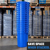 Blue 44 Gallon Trash Can Set (Trash Can, Quiet Dolly, and Reinforced Lid), Construction Grade
