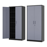 Tall Steel File Cabinets with Lockable Doors and 5 Adjustable Shelves-Black&Gray Steel Storage Cabinet for Home, School, Office
