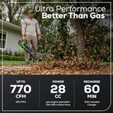 Greenworks 80V 770 CFM Cordless Leaf Blower, 4.0Ah Battery and Rapid Charger