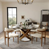 POVISON 51" Modern Round Dining Table, Glass Round Kitchen Table for 4