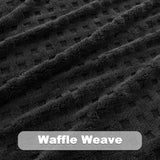 NEWCOSPLAY Super Soft Queen Blanket Black Premium Silky Flannel Fleece 3D Waffle Checkered Lightweight Bed Blanket All Season Use (Black, Queen(90"x90"))