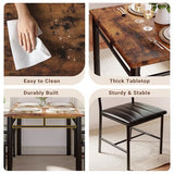 IRONCK Dining Table Set for 4, Wood Kitchen Table with Upholstered Chairs for Kitchen Room and Small Spaces