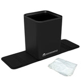 HAUSSIMPLE Car Trash Can with Stability Wings – Leakproof Portable Garbage Bin for Fabric & Rubber Mats – Compact Durable Plastic Auto Organizer for Cars, SUVs, Trucks (Black, Medium)