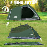 1 Person Backpacking Tent Waterproof Windproof Single Person Tent Lighweight Compact One Person Tent Easy Setup for Camping, Hiking, Mountaineering, Cycling, Biking - Green