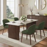 Mid-Century Modern Dining Chairs Set of 4, Upholstered Kitchen Chairs with Solid Wood Legs & Built-in Handle
