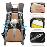 MIVENTO Hiking Backpack Waterproof Nylon Material, Breathable Back Pad Design, Separate Laptop Compartment for Outdoor Camping Travel (Black)