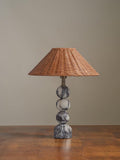 interoknack Luxury Marble Table Lamp, Vintage Woven Rattan Shade